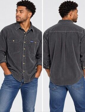 VTG 90s Duck Head Corduroy Button Down Shirt Men's XL Oversized Charcoal Gray